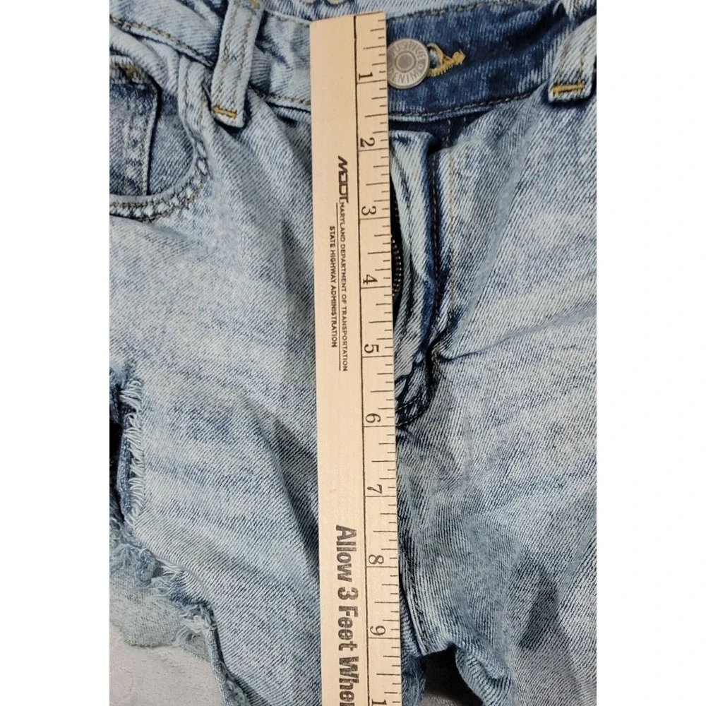 Justice Girls Blue Denim Distressed Shorts Size 16 Mini Mom Shorts Mid Rise